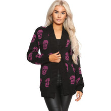 Load image into Gallery viewer, Skull Print Knitted Open Front Cardigan
