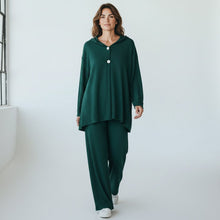 Load image into Gallery viewer, Long Sleeve Front Gold Button 2 Piece Outfit Set
