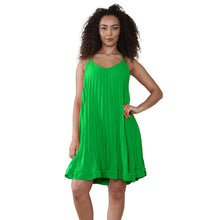 Load image into Gallery viewer, Italian Pleated V Neck Cami Swing Dress
