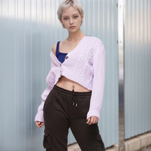Load image into Gallery viewer, Cable Knitted Cropped Cardigan
