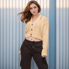 Load image into Gallery viewer, Cable Knitted Cropped Cardigan
