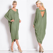 Load image into Gallery viewer, V-Neck Back Long Sleeve Midi Dress
