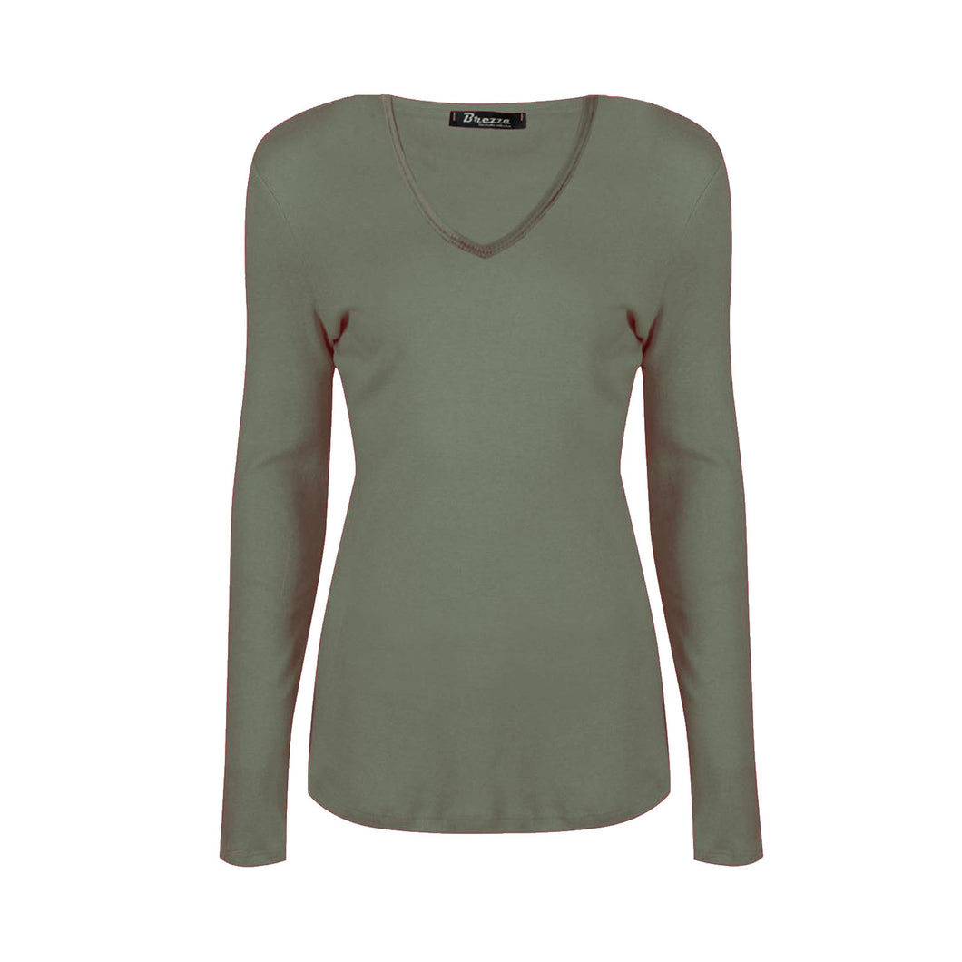 Long Sleeve V Neck Top