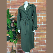 Load image into Gallery viewer, Long Belted Button Long Sleeve Coat
