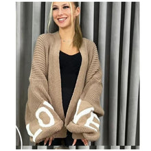 Load image into Gallery viewer, LOVE Print Knitted Balloon Sleeve Cardigan
