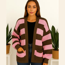 Load image into Gallery viewer, Knitted Striped Open Cardigan
