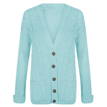 Load image into Gallery viewer, 5 Button Cable Knitted Grandad Cardigan
