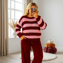 Load image into Gallery viewer, Long Sleeve Knitted Stripe Jumper Sweater
