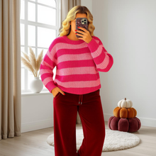 Load image into Gallery viewer, Long Sleeve Knitted Stripe Jumper Sweater
