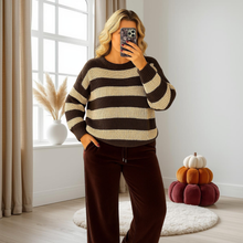 Load image into Gallery viewer, Long Sleeve Knitted Stripe Jumper Sweater
