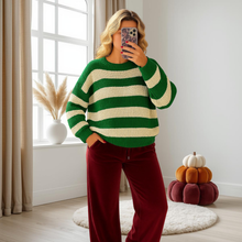 Load image into Gallery viewer, Long Sleeve Knitted Stripe Jumper Sweater
