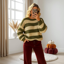 Load image into Gallery viewer, Long Sleeve Knitted Stripe Jumper Sweater
