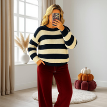 Load image into Gallery viewer, Long Sleeve Knitted Stripe Jumper Sweater

