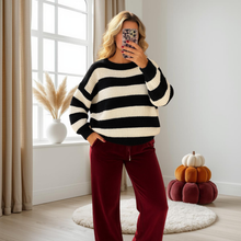 Load image into Gallery viewer, Long Sleeve Knitted Stripe Jumper Sweater
