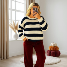 Load image into Gallery viewer, Long Sleeve Knitted Stripe Jumper Sweater
