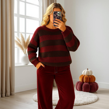 Load image into Gallery viewer, Long Sleeve Knitted Stripe Jumper Sweater
