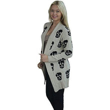 Load image into Gallery viewer, Skull Print Knitted Open Front Cardigan
