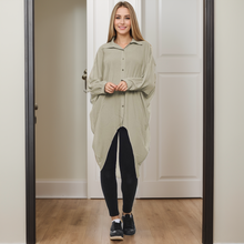 Load image into Gallery viewer, High-Low Oversized Button Long Sleeve Shirt
