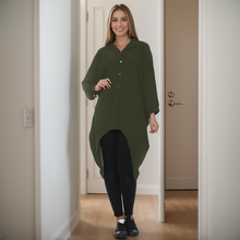 Load image into Gallery viewer, High-Low Oversized Button Long Sleeve Shirt
