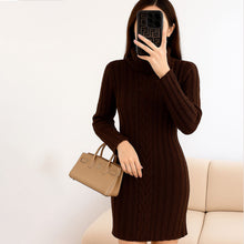 Load image into Gallery viewer, Cable Knitted Polo Neck Bodycon Dress
