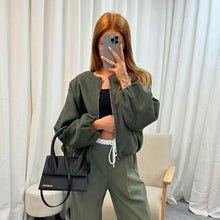 Load image into Gallery viewer, Balloon Sleeve Zip Bomber Jacket
