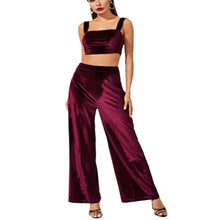 Load image into Gallery viewer, Wide Leg Velvet Palazzo Trouser
