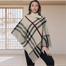 Load image into Gallery viewer, Oversized Knitted Tartan Check Poncho
