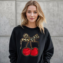Load image into Gallery viewer, Oversized Bow Cherry Leopard Sweatshirt

