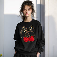 Load image into Gallery viewer, Oversized Bow Cherry Leopard Sweatshirt
