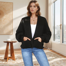 Load image into Gallery viewer, Balloon Sleeve Cropped Cardigan
