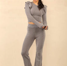 Load image into Gallery viewer, Long Sleeve Frill knit loungewear two Piece Set
