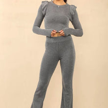 Load image into Gallery viewer, Long Sleeve Frill knit loungewear two Piece Set
