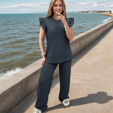 Load image into Gallery viewer, 2PCS Pop Corn Frill Short Sleeve Loungewear
