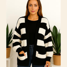 Load image into Gallery viewer, Knitted Striped Open Cardigan
