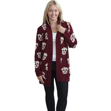 Load image into Gallery viewer, Skull Print Knitted Open Front Cardigan

