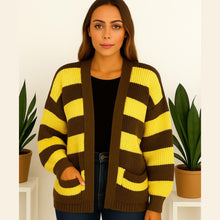 Load image into Gallery viewer, Knitted Striped Open Cardigan
