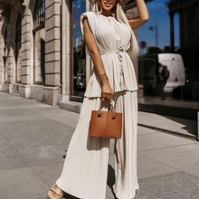 Load image into Gallery viewer, Padded Shoulder Pleated Belted Co-Ord Set
