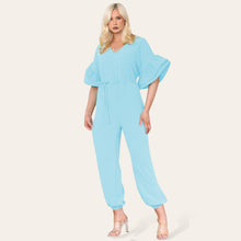 Load image into Gallery viewer, Ruffle Sleeves Frill Tie Jumpsuit
