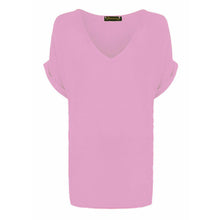Load image into Gallery viewer, V Neck Turn up Short Sleeve Baggy Top
