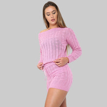 Load image into Gallery viewer, Cable Knitted Loungewear Top &amp; Short Set
