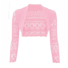Load image into Gallery viewer, Crochet Thin Knit Long Sleeve Open Shrug
