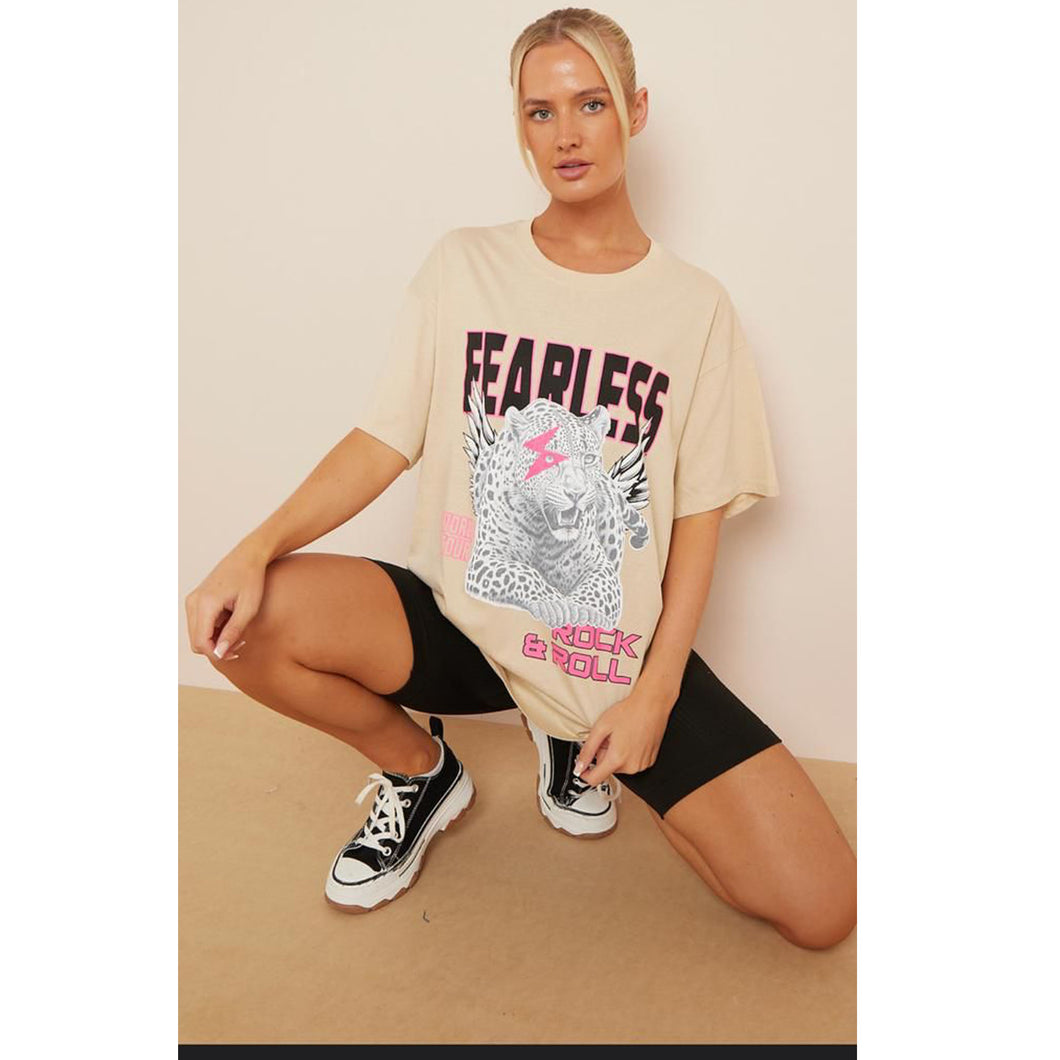 FEARLESS Leopard Rock & Roll T-Shirt