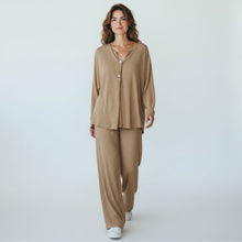 Load image into Gallery viewer, Long Sleeve Front Gold Button 2 Piece Outfit Set
