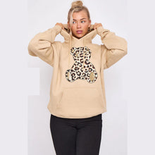 Load image into Gallery viewer, Leopard Print Teddy Bear Graphic Hoodie
