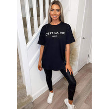 Load image into Gallery viewer, C&#39;EST LA VIE PARIS Slogan T-Shirt
