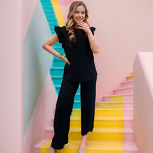 Load image into Gallery viewer, 2PCS Pop Corn Frill Short Sleeve Loungewear
