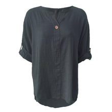 Load image into Gallery viewer, Italian 3/4 Sleeve Turn Up Button Top
