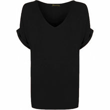 Load image into Gallery viewer, V Neck Turn up Short Sleeve Baggy Top
