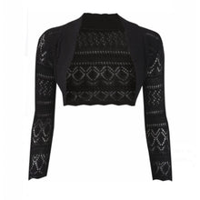 Load image into Gallery viewer, Crochet Thin Knit Long Sleeve Open Shrug
