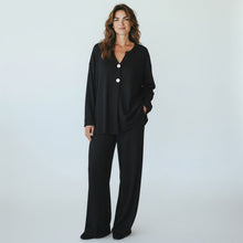 Load image into Gallery viewer, Long Sleeve Front Gold Button 2 Piece Outfit Set
